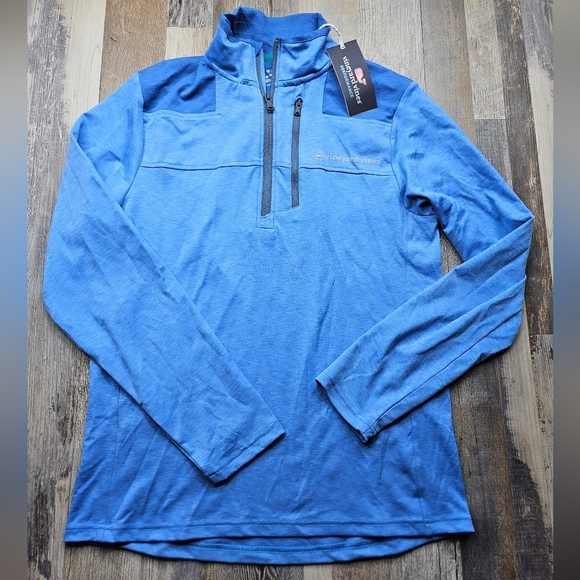 Vineyard Vines On The Go Shep Shirt Quarter Zip NEW Mens XS Blue - Picture 1 of 11
